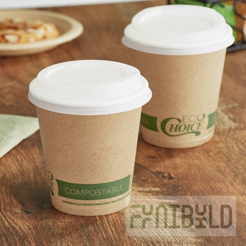 EcoChoice 10 oz. Kraft Compostable Paper Hot Cup and PLA Lid - 50/Case