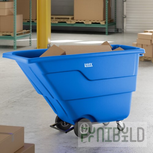 Lavex 1 Cubic Yard Blue Light-Duty Tilt Truck / Trash Cart (850 lb. Capacity)