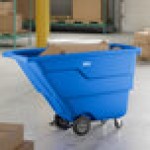 Lavex 1 Cubic Yard Blue Light-Duty Tilt Truck / Trash Cart (850 lb. Capacity)