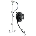 Equip by T&S 5HR-232-01WE1 35' Open Hose Reel System with Wall Mount Base Faucet, Swing Wall Bracket, and High Flow Spray Valve