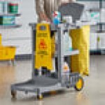 Lavex Premium Gray 3-Shelf Janitor Cart Kit with Yellow Bag, Black Zippered Bag, and Lid Lavex Premium Gray 3-Shelf Janitor Cart Kit with Yellow Bag, Black Zippered Bag, and Lid