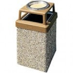 Wausau Tile TF1005 7 Gallon Concrete Square Decorative Outdoor Trash Can with Plastic 4-Way Lid Wausau Tile TF1005 7 Gallon Concrete Square Decorative Outdoor Trash Can with Plastic 4-Way Lid