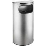 Lancaster Table & Seating 9 Gallon Stainless Steel Half Round Decorative Trash Can with Side Opening