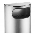 Lancaster Table & Seating 9 Gallon Stainless Steel Half Round Decorative Trash Can with Side Opening