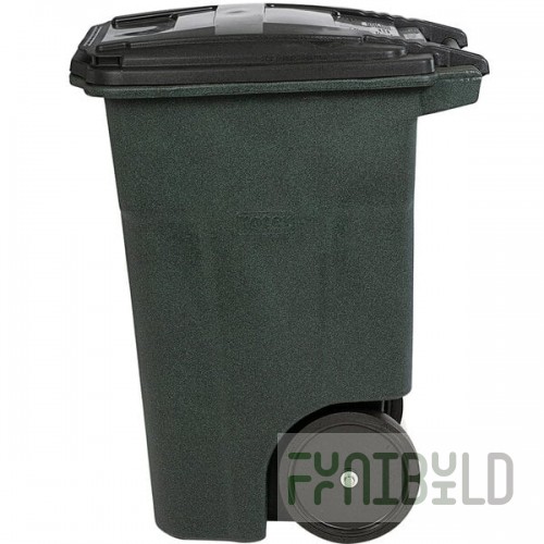 Toter ANA48-51406 48 Gallon Greenstone Rotational Molded Wheeled Rectangular Trash Can with Lid