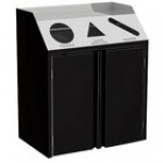 Lakeside 4415RD Stainless Steel Rectangular Refuse / Recycle / Paper Station with Front Access and Red Laminate Finish - 37 1/2