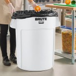 Rubbermaid® 1779740 BRUTE 44 Gallon White Round Trash Can