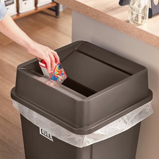 Lavex 25 Gallon Brown Square Trash Can Swing Lid