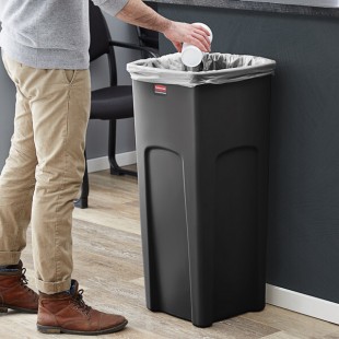 Rubbermaid® FG356988BLA Untouchable 92 Qt. / 23 Gallon Black Square Trash Can Rubbermaid® FG356988BLA Untouchable 92 Qt. / 23 Gallon Black Square Trash Can