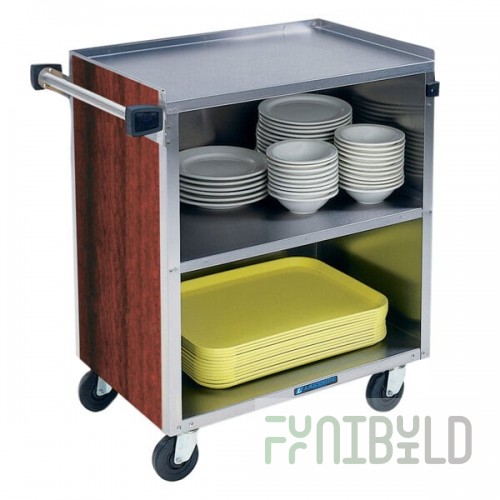 Lakeside 622RM 3 Shelf Medium Duty Stainless Steel Utility Cart with Enclosed Base and Red Maple Finish - 19