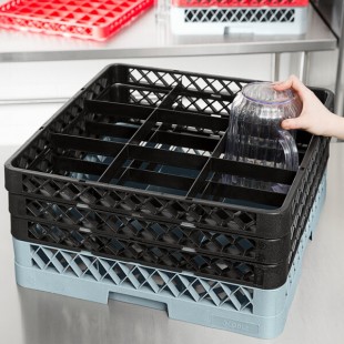 Noble Warewashing 9-Compartment Gray Full-Size Glass Rack with 3 Black Extenders Noble Warewashing 9-Compartment Gray Full-Size Glass Rack with 3 Black Extenders
