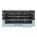 Noble Warewashing 9-Compartment Gray Full-Size Glass Rack with 3 Black Extenders Noble Warewashing 9-Compartment Gray Full-Size Glass Rack with 3 Black Extenders