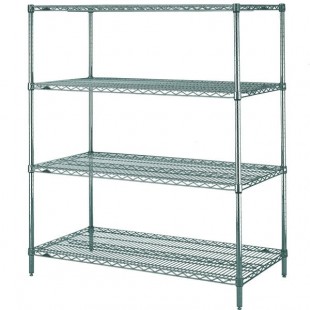 Metro N436K3 Super Erecta Metroseal Green Adjustable Wire Stationary Starter Shelving Unit - 21