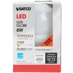 Satco S9200 6 Watt (40 Watt Equivalent) Frosted Warm White LED Globe Light Bulb - 120V (G25) Satco S9200 6 Watt (40 Watt Equivalent) Frosted Warm White LED Globe Light Bulb - 120V (G25)