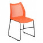 Flash Furniture Hercules Orange Ventilated Contoured Stacking Chair with Black Sled Base