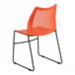 Flash Furniture Hercules Orange Ventilated Contoured Stacking Chair with Black Sled Base