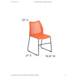 Flash Furniture Hercules Orange Ventilated Contoured Stacking Chair with Black Sled Base