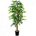 LCG Sales 6' Artificial Deluxe Clipped Ficus Tree in Basket with Handles