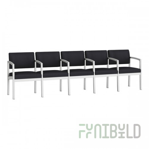 Lesro Lenox Steel Patriot Plus Black Vinyl 5-Seat Sofa with Center Arms