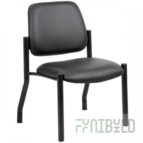 Boss Black Mid-Back Antimicrobial Vinyl Guest Chair with 300 lb. Capacity