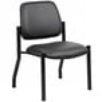 Boss Black Mid-Back Antimicrobial Vinyl Guest Chair with 300 lb. Capacity