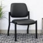 Boss Black Mid-Back Antimicrobial Vinyl Guest Chair with 300 lb. Capacity