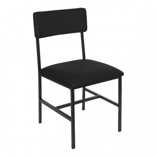 BFM Seating Meghan Black Powder-Coated Steel Customizable Side Chair with Black Vinyl Back and Seat BFM Seating Meghan Black Powder-Coated Steel Customizable Side Chair with Black Vinyl Back and Seat