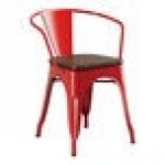 Lancaster Table & Seating Alloy Ruby Red Indoor Arm Chair with Walnut Wood Seat