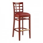Lancaster Table & Seating Mahogany Finish Wood Window Back Chair with Burgundy Vinyl Seat - Assembled Lancaster Table & Seating Mahogany Finish Wood Window Back Chair with Burgundy Vinyl Seat - Assembled
