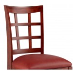Lancaster Table & Seating Mahogany Finish Wood Window Back Chair with Burgundy Vinyl Seat - Assembled Lancaster Table & Seating Mahogany Finish Wood Window Back Chair with Burgundy Vinyl Seat - Assembled