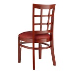 Lancaster Table & Seating Mahogany Finish Wood Window Back Chair with Burgundy Vinyl Seat - Assembled Lancaster Table & Seating Mahogany Finish Wood Window Back Chair with Burgundy Vinyl Seat - Assembled