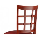 Lancaster Table & Seating Mahogany Finish Wood Window Back Chair with Burgundy Vinyl Seat - Assembled Lancaster Table & Seating Mahogany Finish Wood Window Back Chair with Burgundy Vinyl Seat - Assembled