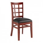 Lancaster Table & Seating Mahogany Finish Wood Window Back Chair with Burgundy Vinyl Seat - Assembled Lancaster Table & Seating Mahogany Finish Wood Window Back Chair with Burgundy Vinyl Seat - Assembled