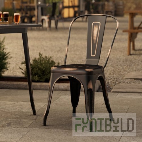 Lancaster Table & Seating Alloy Distressed Copper Outdoor Cafe Chair