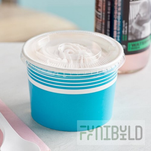 Choice 12 oz. Blue Paper Frozen Yogurt / Food Cup with Flat Lid - 50/Case
