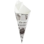 Carnival King 15 oz. News Print Square Cardboard Fry Cone - 500/Case