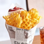 Carnival King 15 oz. News Print Square Cardboard Fry Cone - 500/Case