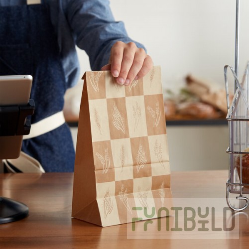 Bagcraft Packaging 300283 6 lb. EcoCraft Dubl-Wax® Kraft Bag with Artisan Print - 500/Case