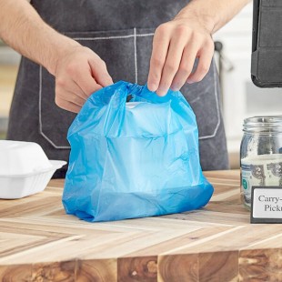 Choice 1/10 XS Size Blue Unprinted Embossed Medium-Duty Plastic T-Shirt Bag - 1,500/Case Choice 1/10 XS Size Blue Unprinted Embossed Medium-Duty Plastic T-Shirt Bag - 1,500/Case