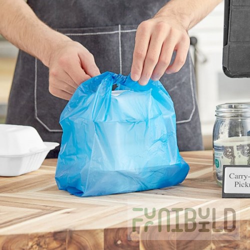 Choice 1/10 XS Size Blue Unprinted Embossed Medium-Duty Plastic T-Shirt Bag - 1,500/Case