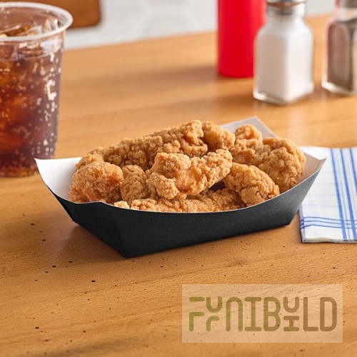 #200 2 lb. Solid Black Paper Food Tray - 1,000/Case