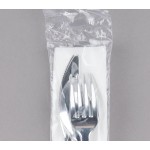 Visions Fluted Individually Wrapped Silver Extra Heavy Weight Polystyrene Plastic Cutlery Set with Napkin and Salt and Pepper Packets - 100/Case Visions Fluted Individually Wrapped Silver Extra Heavy Weight Polystyrene Plastic Cutlery Set with Napkin and Salt and Pepper Packets - 100/Case