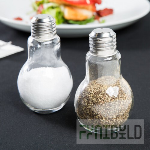 American Metalcraft SPLB7 4 oz. Glass Lightbulb Salt and Pepper Shaker Set - 12/Case