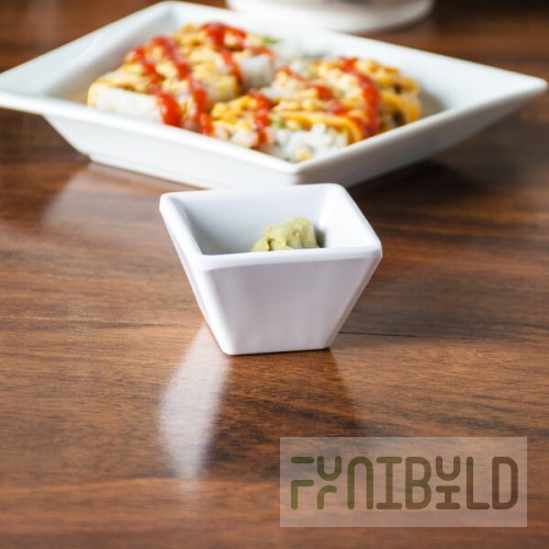 American Metalcraft MELSC15 1.1 oz. White Melamine Square Sauce Cup - 12/Case