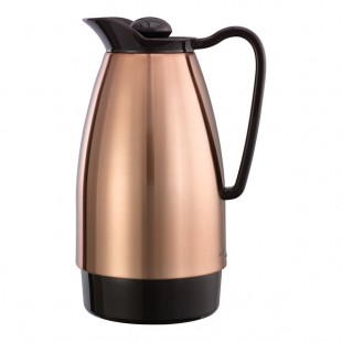 Service Ideas Classic Carafe 33.8 oz. Copper Stainless Steel Insulated Coffee Carafe / Server with Black Lid CGCS10CP