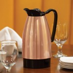 Service Ideas Classic Carafe 33.8 oz. Copper Stainless Steel Insulated Coffee Carafe / Server with Black Lid CGCS10CP