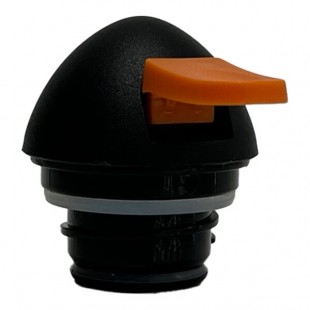 TableCraft 12798 Black ABS Plastic Lid with Orange / Decaf Thumb Press for Coffee Carafes