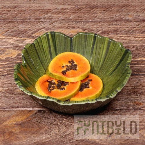 Elite Global Solutions DB712PL Tropicana Design Green 26 oz. Palm Leaf Melamine Bowl - 6/Case