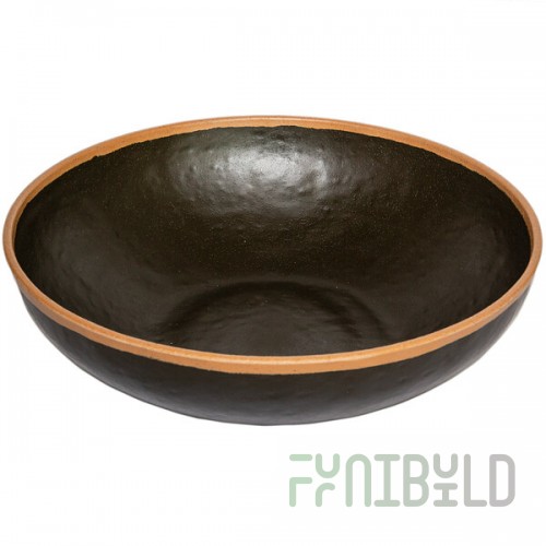 GET B-320-BR Pottery Market 4 Qt. Glazed Brown Melamine Bowl with Clay Trim - 3/Case