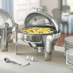 Acopa Supreme 6.5 Qt. Round Chrome Accent Roll Top Chafer Acopa Supreme 6.5 Qt. Round Chrome Accent Roll Top Chafer